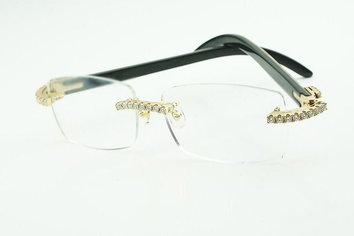 White marble Buffalo Horn Silver Moissanite Glasses