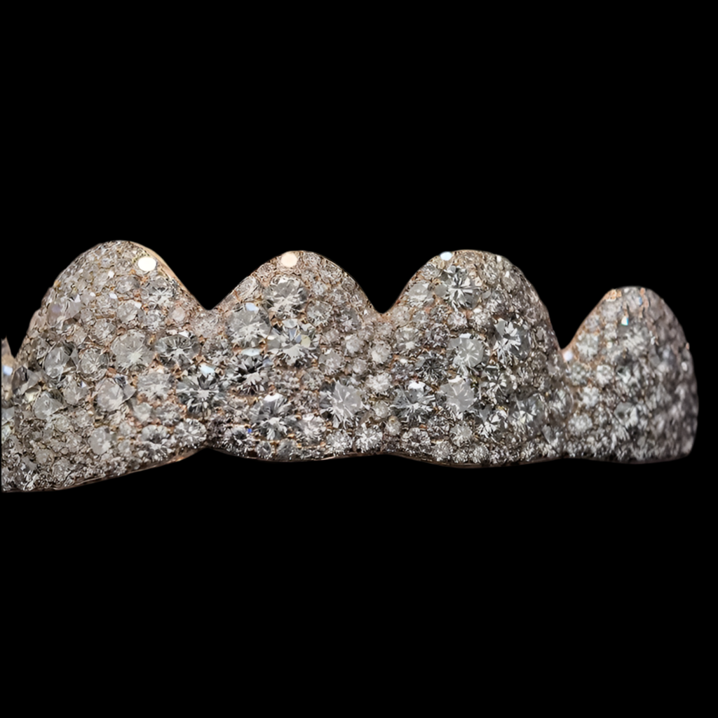Moissanite Mosaic Setting Grillz 8 Top 8 Bottom Perm Cut grillz