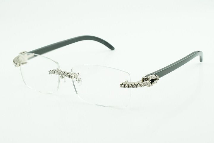 Black Buffalo Horn Silver Moissanite Glasses