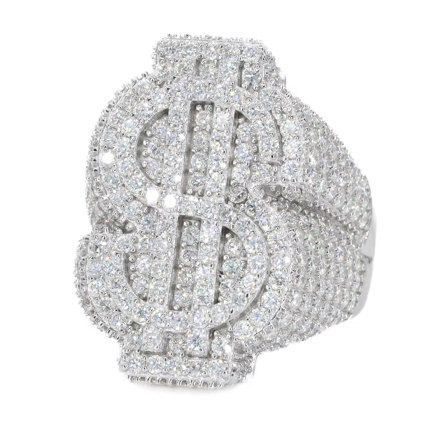 Vs Clarity Iced Out Dollar Sign Layered Ring 14k