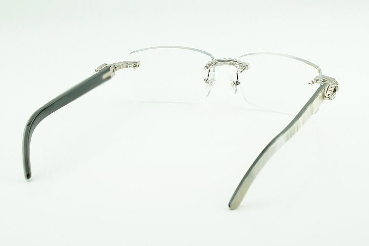 White marble Buffalo Horn Silver Moissanite Glasses