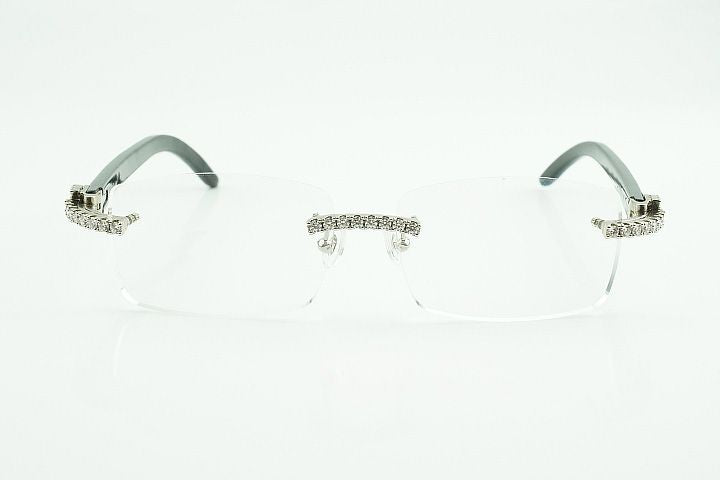 Black Buffalo Horn Silver Moissanite Glasses