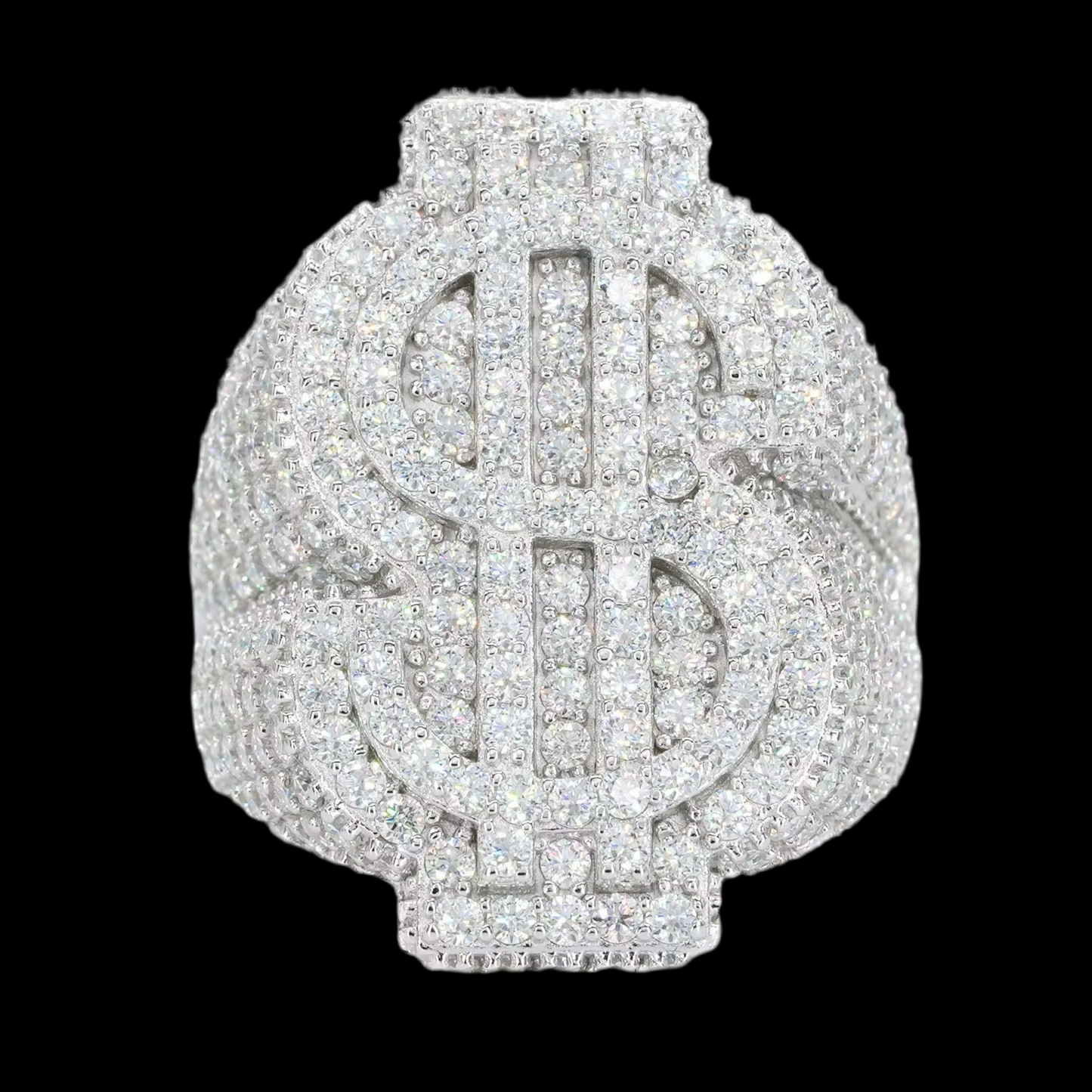 Vs Clarity Iced Out Dollar Sign Layered Ring 14k