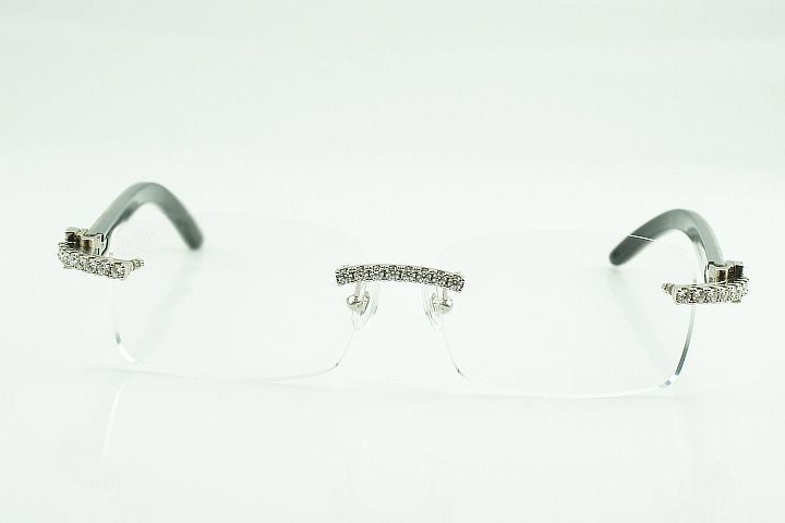 White marble Buffalo Horn Silver Moissanite Glasses
