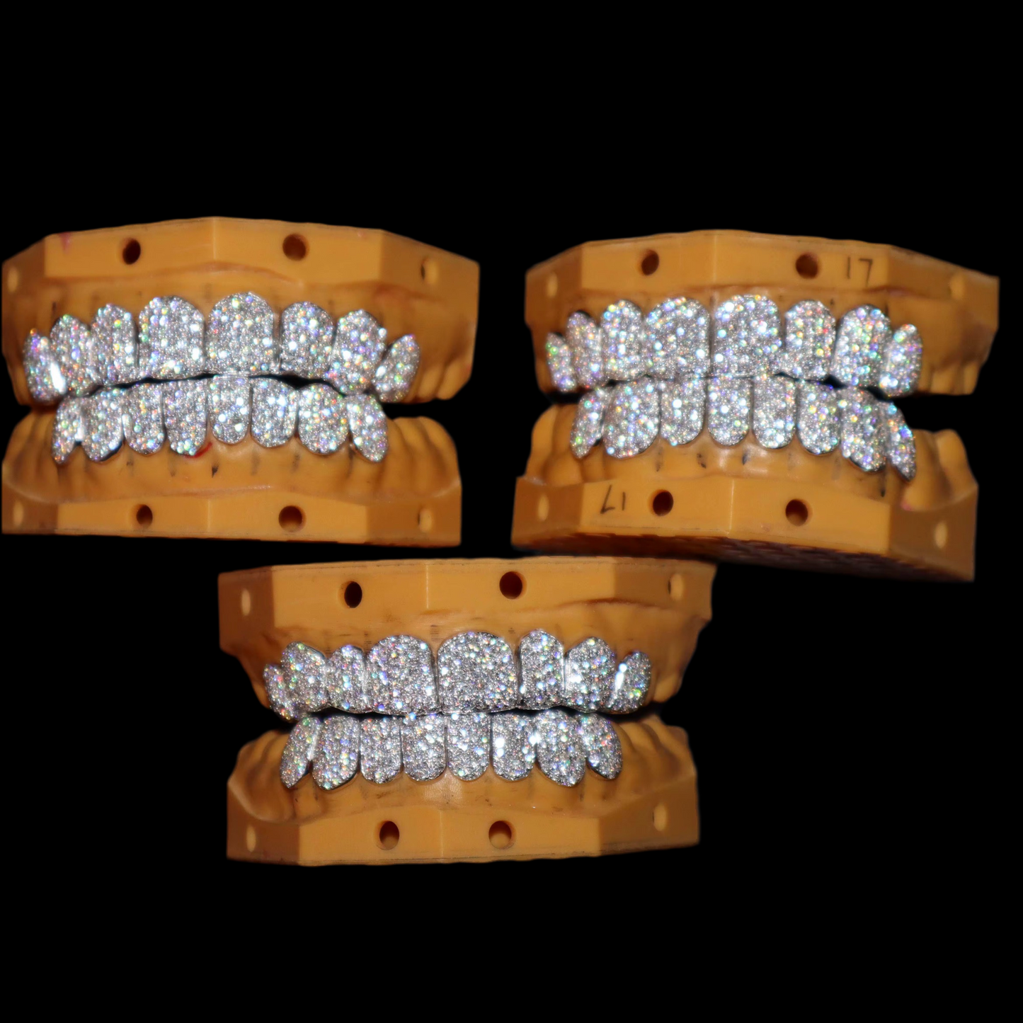 Moissanite Round Cut Iced Out Perm Cut Grillz 8 Top 8 Bottom