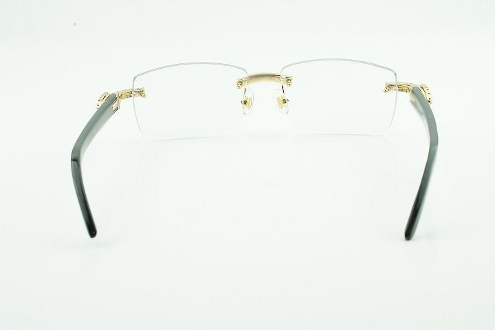 Black Buffalo Horn Silver Moissanite Glasses