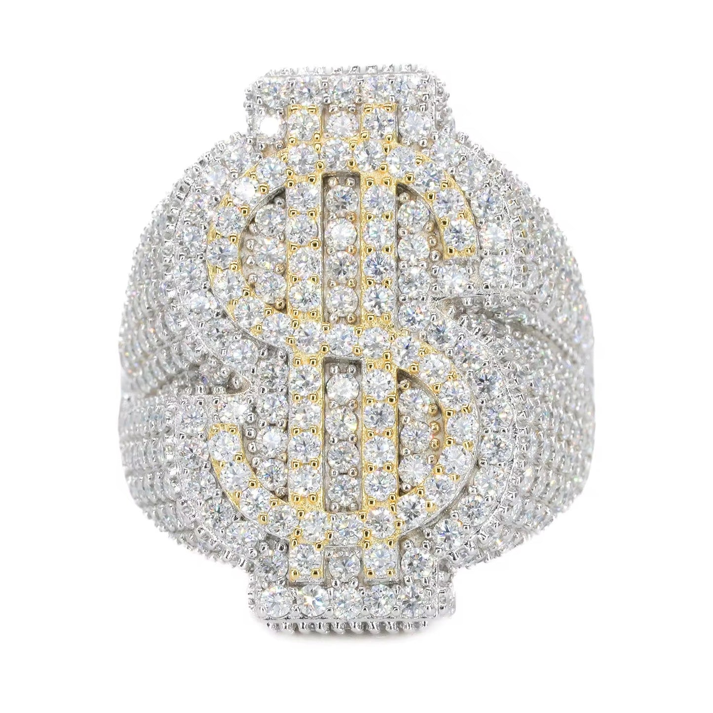 Vs Clarity Iced Out Dollar Sign Layered Ring 14k