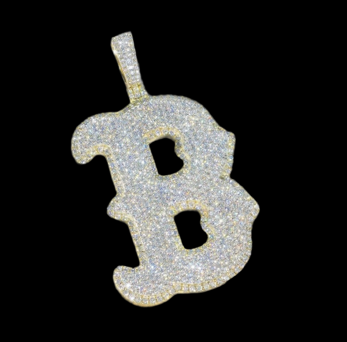 Custom Out Two-Tone 2.5 Inch Moissanite Double Layer Name Pendant