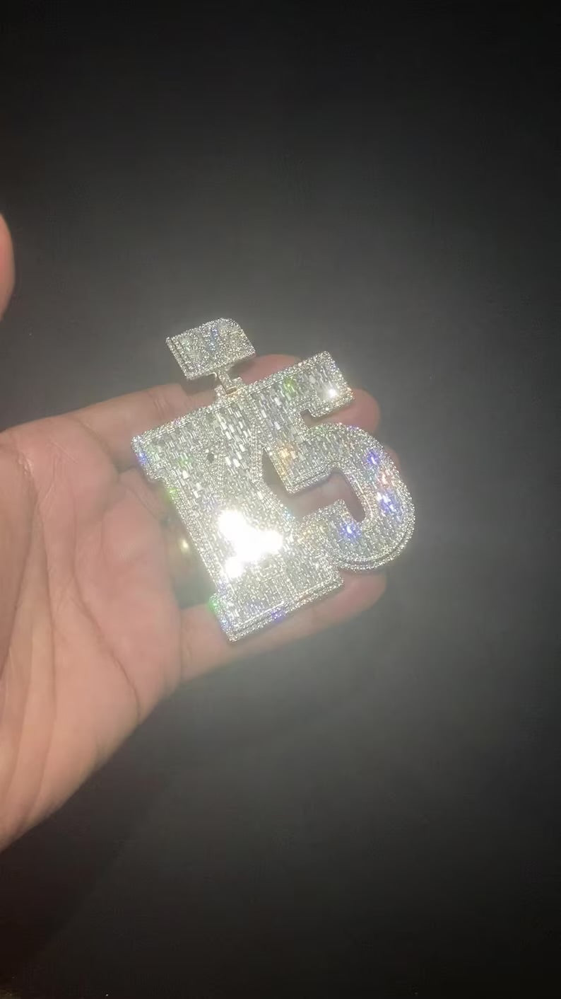 Custom Iced Out Emerald Cut Name Pendant
