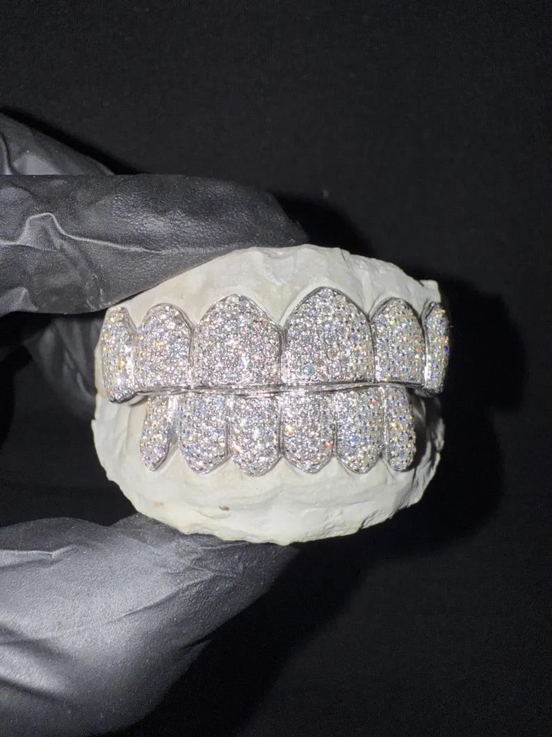 VVS Clarity natural Diamond Grillz 8 Top 8 Bottom Perm Cut