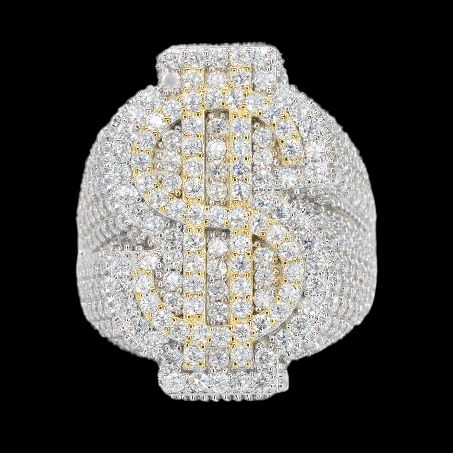 Vs Clarity Iced Out Dollar Sign Layered Ring 14k