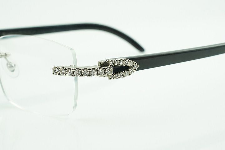 Black Buffalo Horn Silver Moissanite Glasses