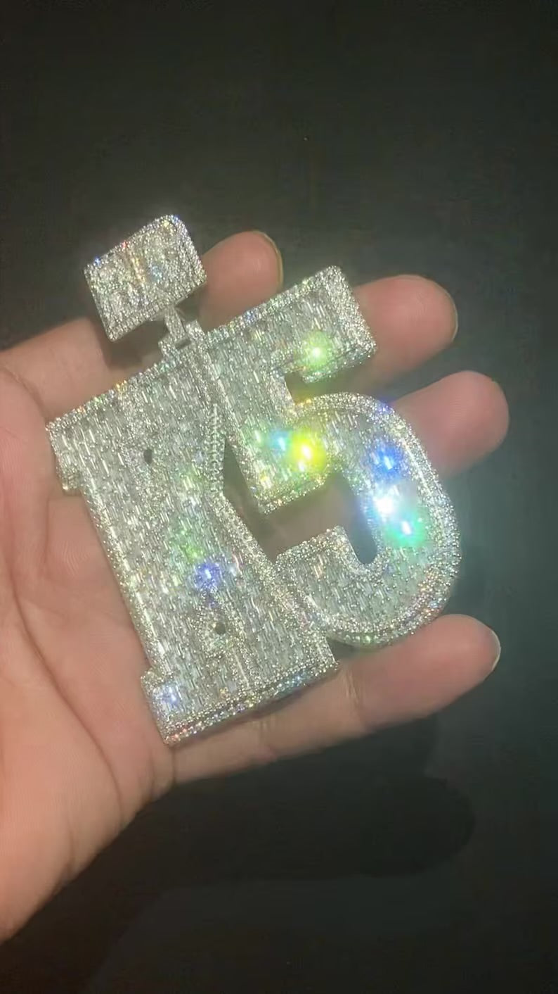 Custom Iced Out Emerald Cut Name Pendant