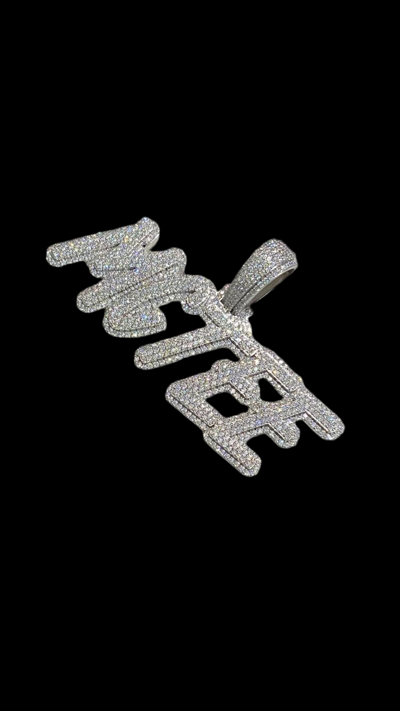 Vs1 Custom Name Plate Iced Out Diamond Pendant