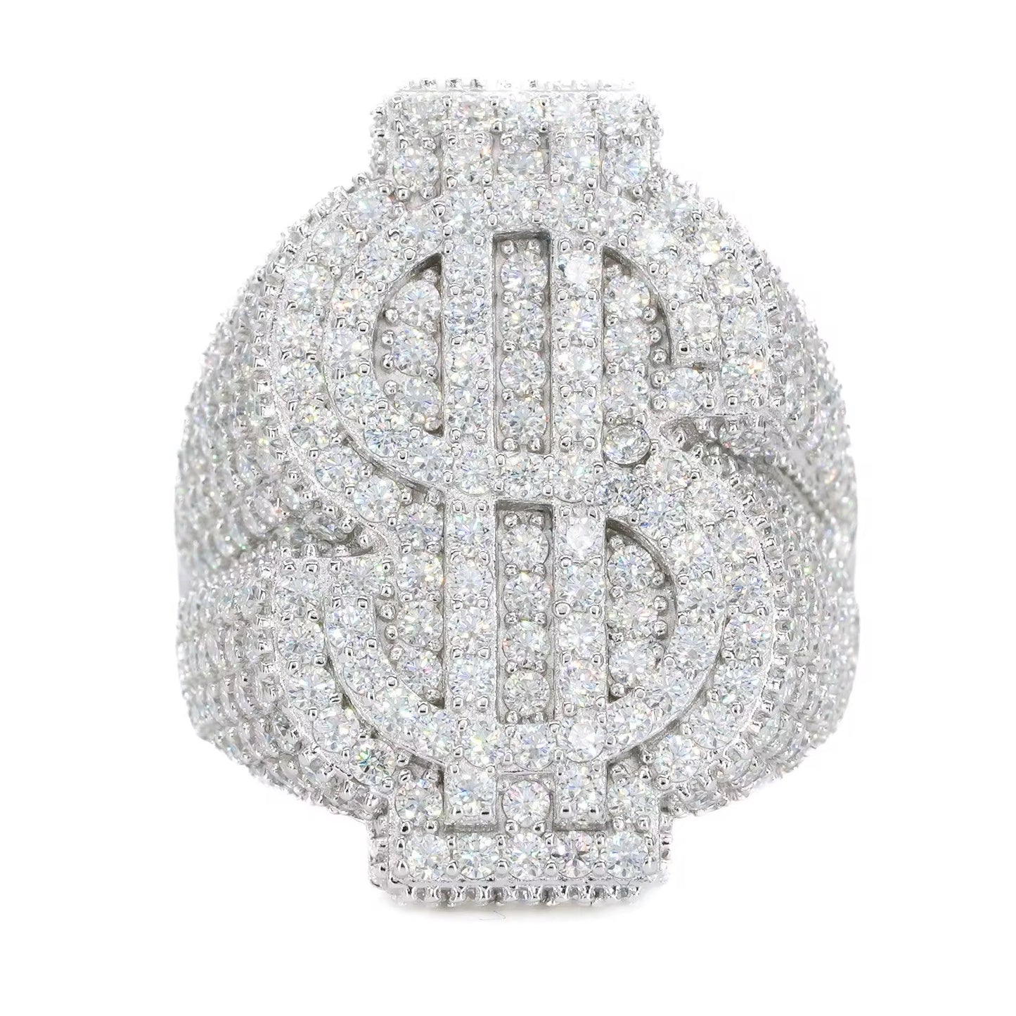 Vs Clarity Iced Out Dollar Sign Layered Ring 14k