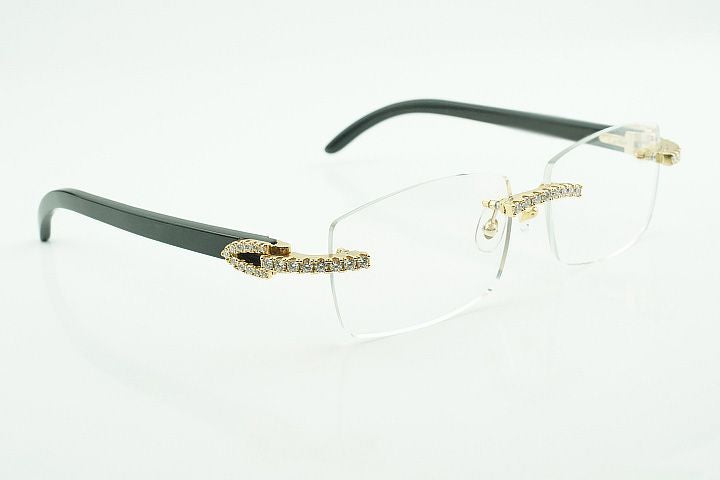 Black Buffalo Horn Silver Moissanite Glasses