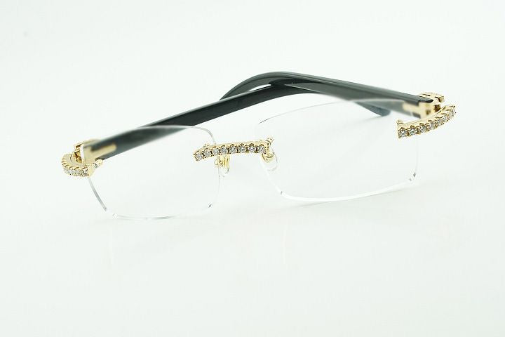 Black Buffalo Horn Silver Moissanite Glasses