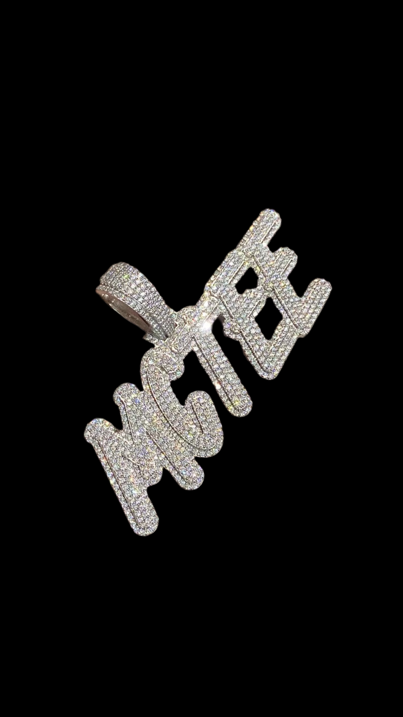 Vs1 Custom Name Plate Iced Out Diamond Pendant