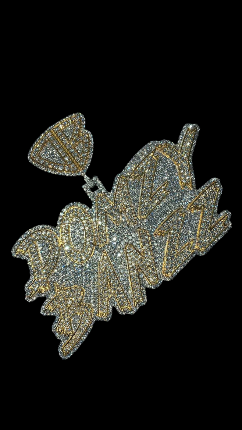 Custom Two Tone Layered Iced Out Name Pendant