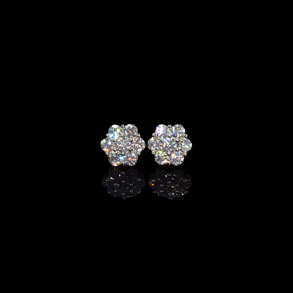 Moissanite Honeycomb 925 Silver Solitaire Earrings