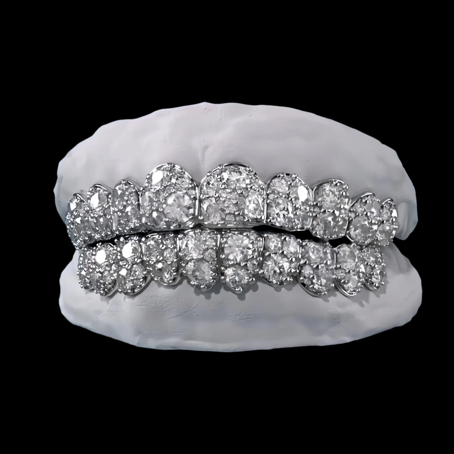 Moissanite Mosiac Jumbo Set Grillz 8 Top 8 Bottom