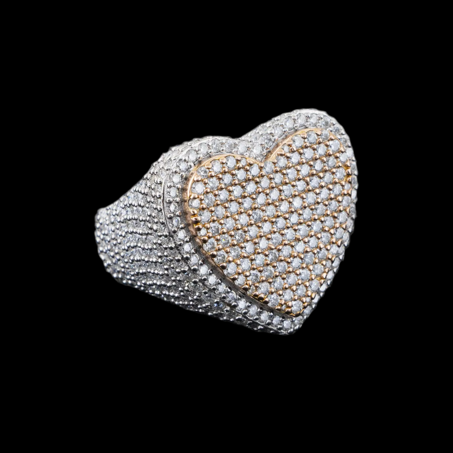 Moissanite Iced Out Heart 925 silver 3d Layered Ring