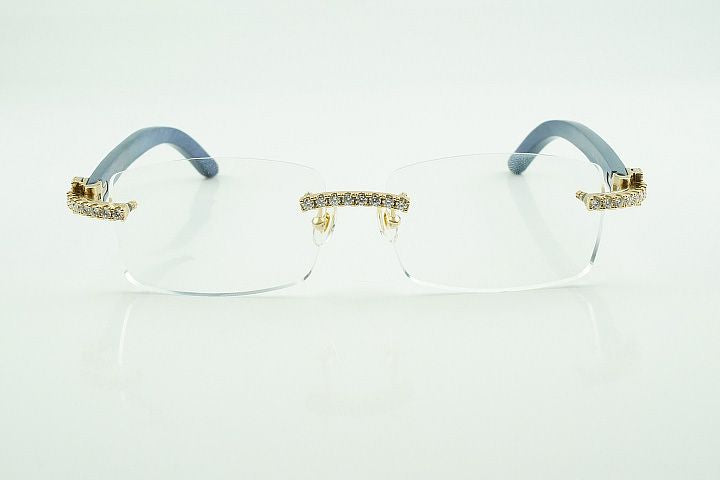 Blue Buffalo Horn Moissanite Glasses