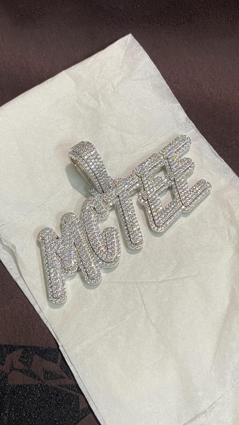Vs1 Custom Name Plate Iced Out Diamond Pendant