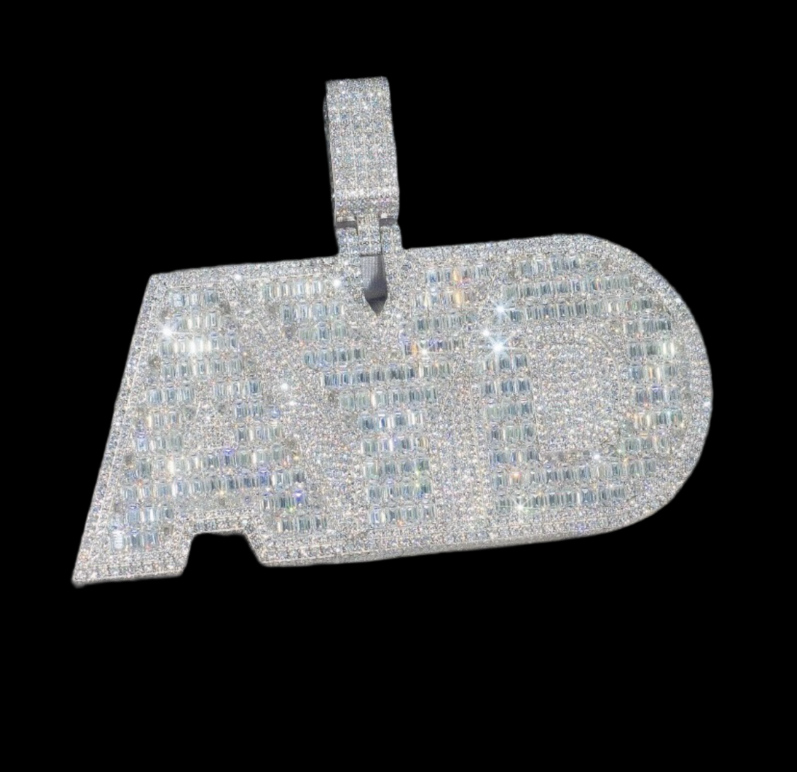 Custom Out Two-Tone 2.5 Inch Moissanite Double Layer Name Pendant