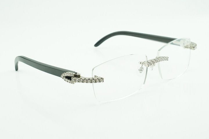Black Buffalo Horn Silver Moissanite Glasses