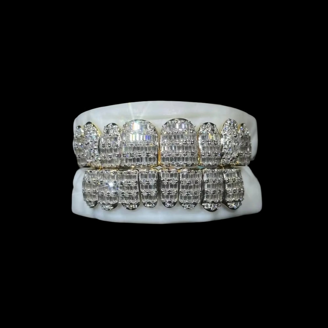Moissanite Emerald Cut iced out 925 Silver Grillz