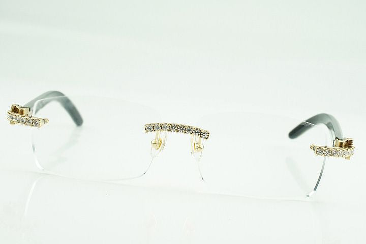 White marble Buffalo Horn Silver Moissanite Glasses