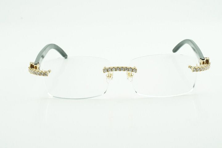 Black Buffalo Horn Silver Moissanite Glasses