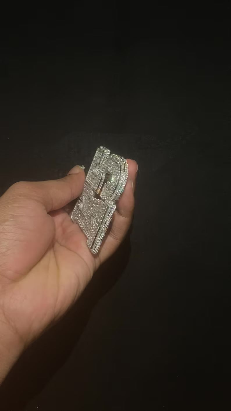 Custom Iced Out Emerald Cut Name Pendant