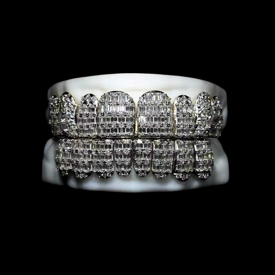 Moissanite Emerald Cut iced out 925 Silver Grillz