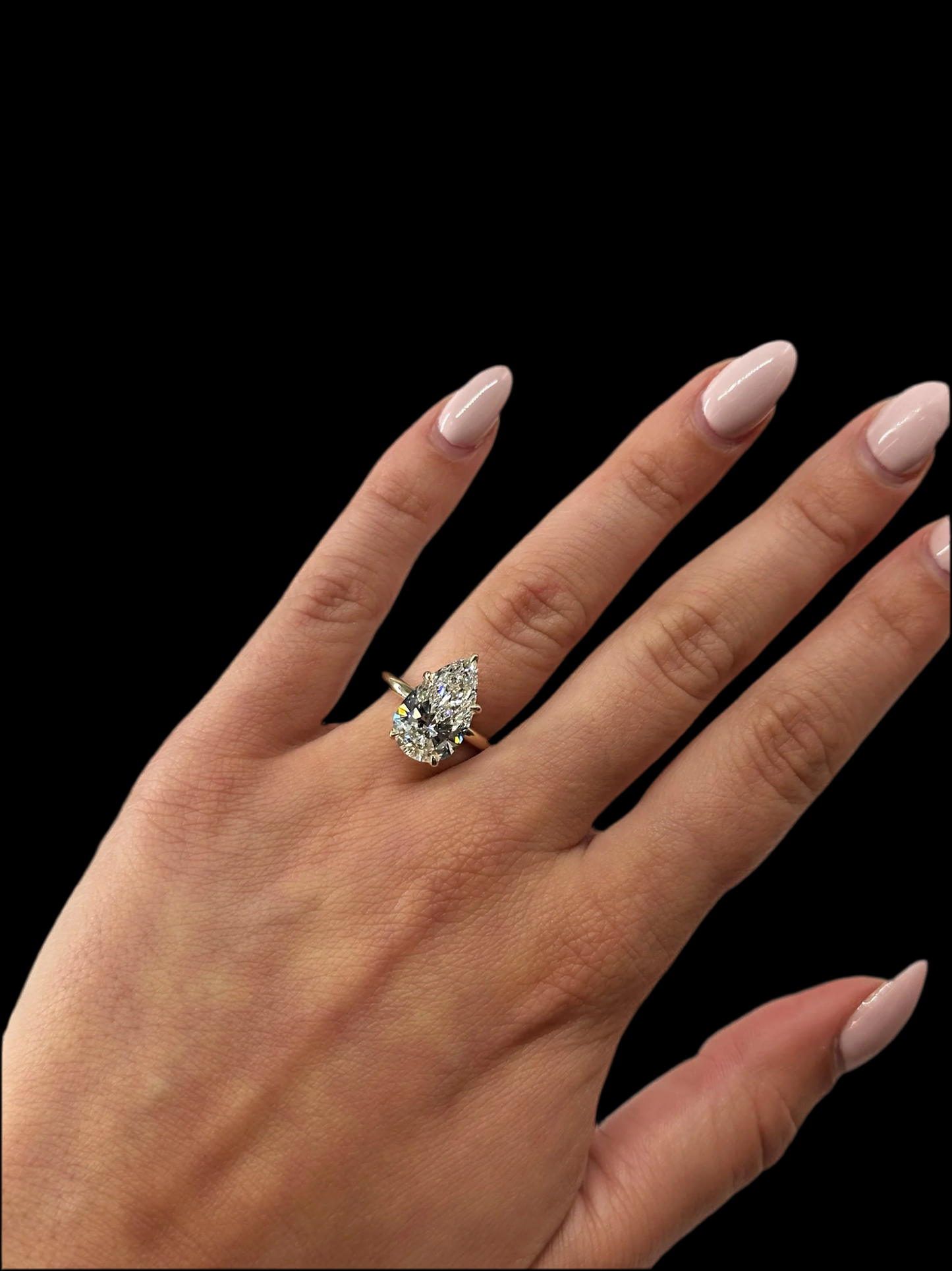 SOLITAIRE PEAR MOISSANITE ENGAGEMENT RING 5.00 CTW