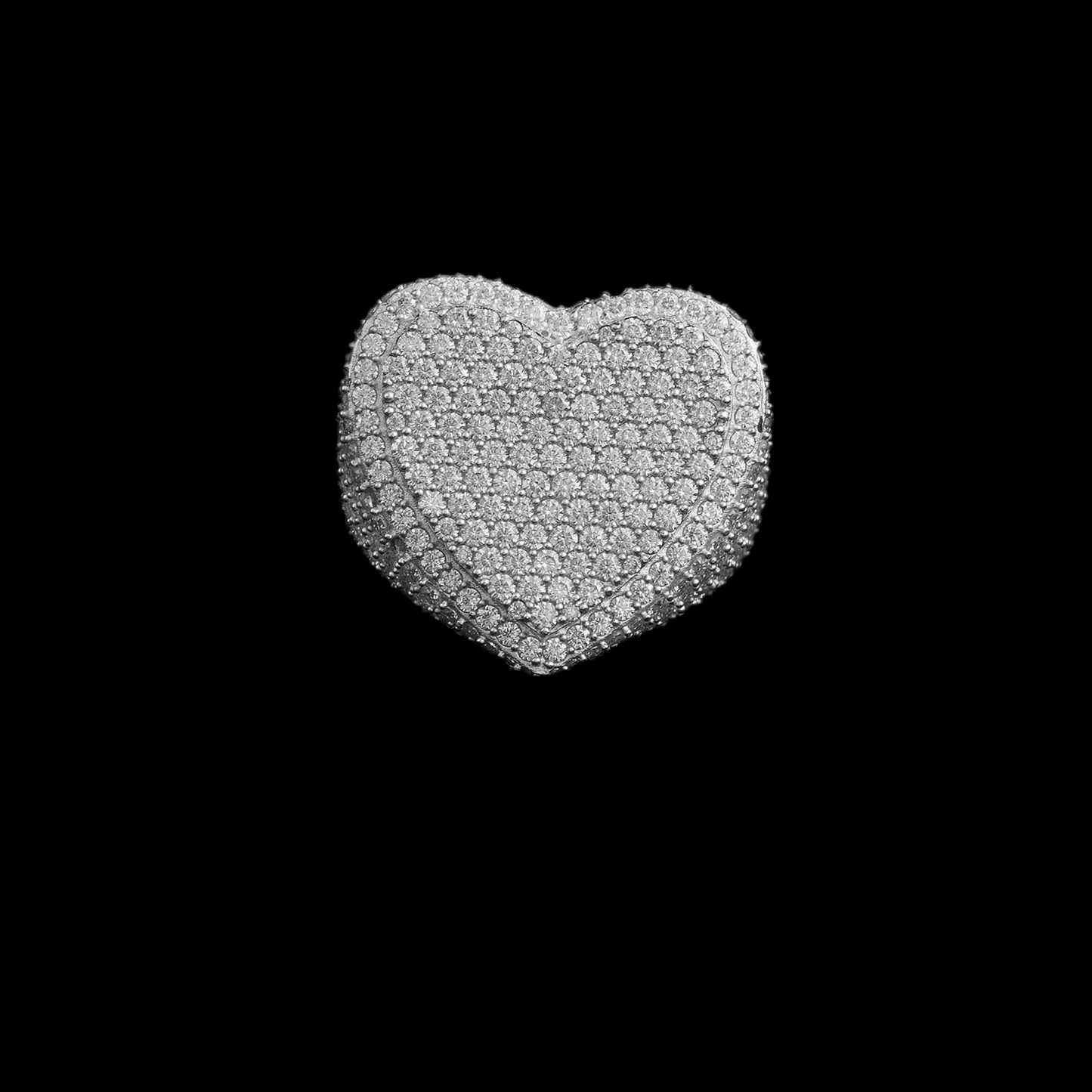 Moissanite Iced Out Heart 925 silver 3d Layered Ring