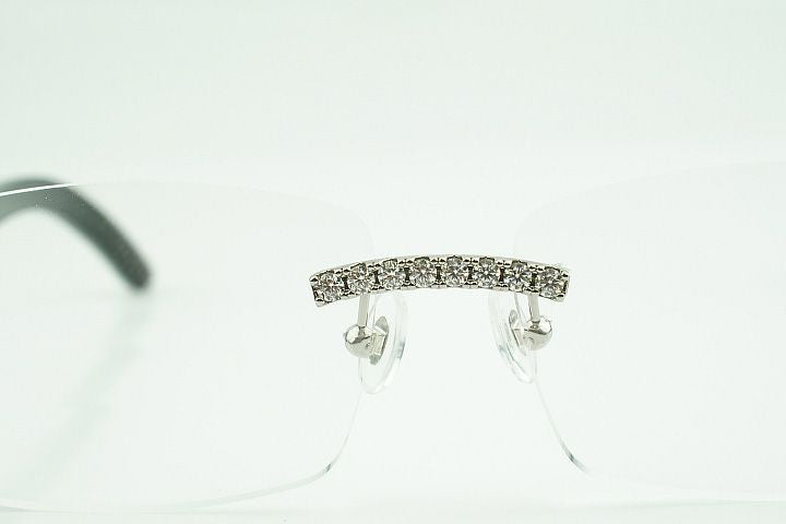 White marble Buffalo Horn Silver Moissanite Glasses