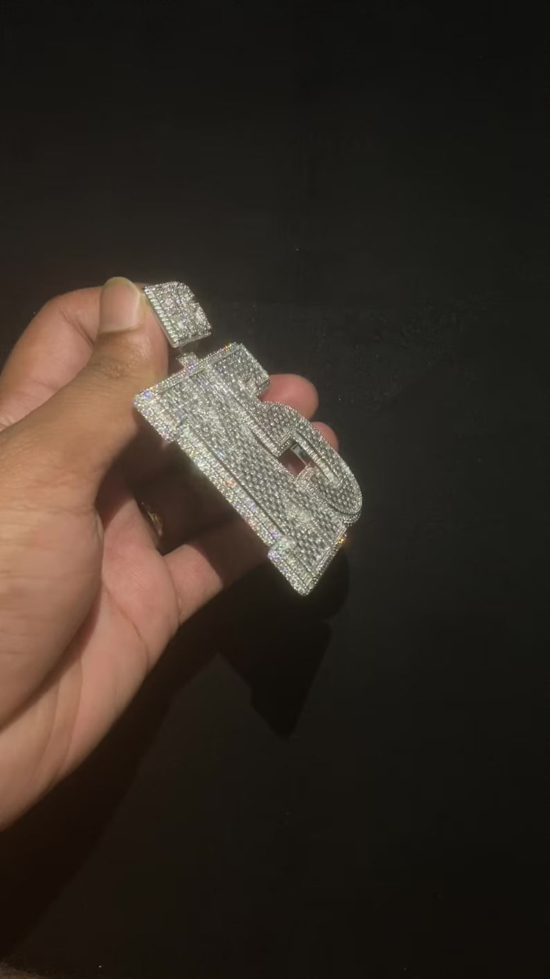 Custom Iced Out Emerald Cut Name Pendant