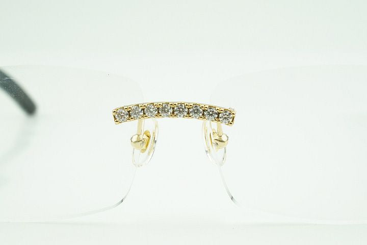 White marble Buffalo Horn Silver Moissanite Glasses