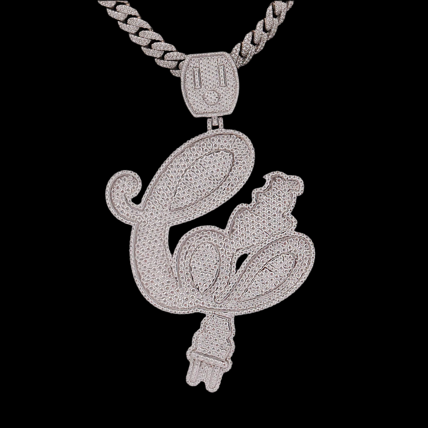 3 inch Custom Out Two-Tone Diamond Double Layer Name Pendant