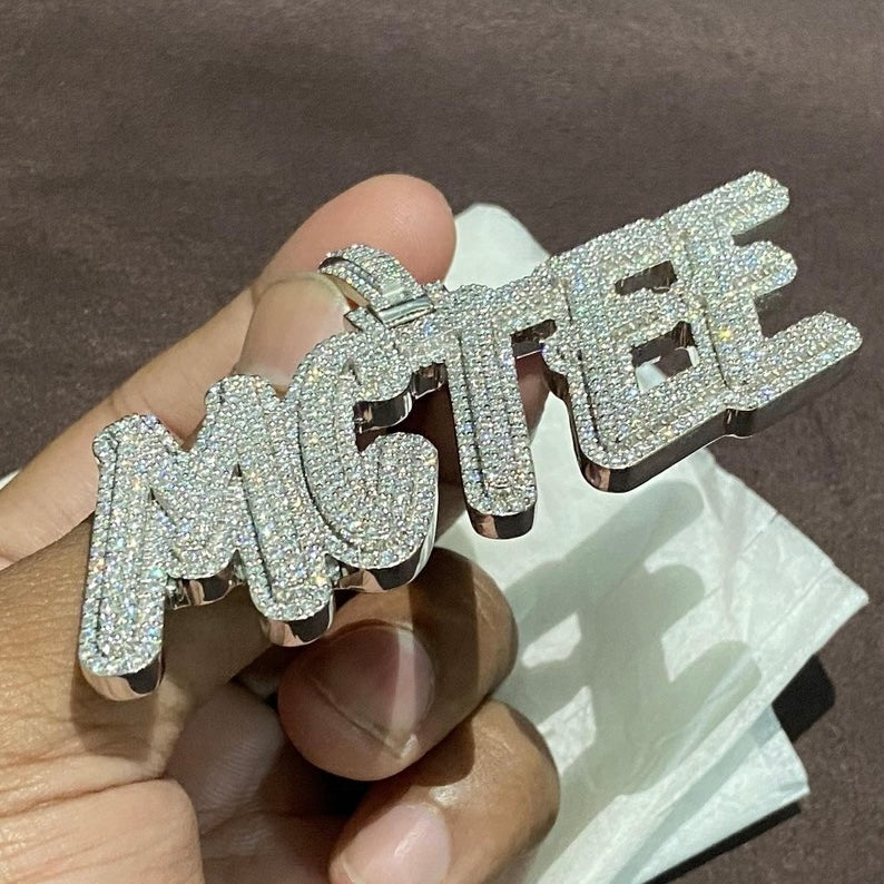 Vs1 Custom Name Plate Iced Out Diamond Pendant