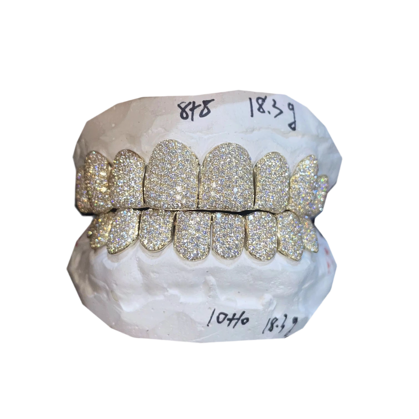 Moissanite Round Cut Iced Out Perm Cut Grillz 8 Top 8 Bottom