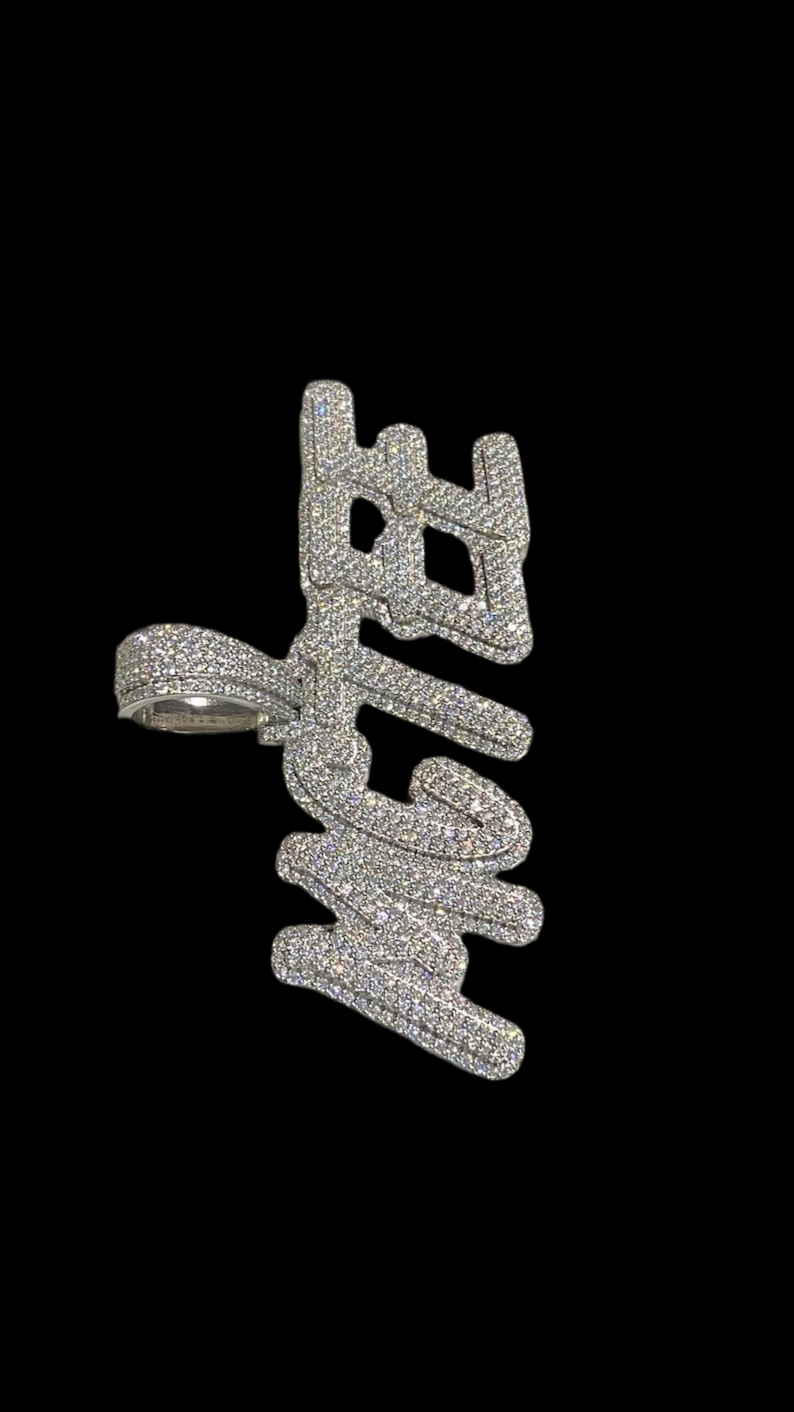 Vs1 Custom Name Plate Iced Out Diamond Pendant