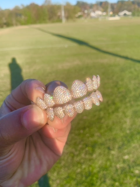 Moissanite Iced Out Honey Comb set Grillz 8 Top 8 Bottom