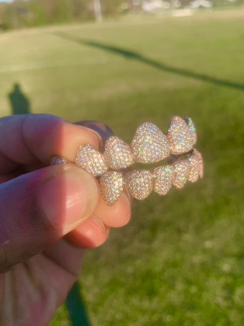 Moissanite Iced Out Honey Comb set Grillz 8 Top 8 Bottom