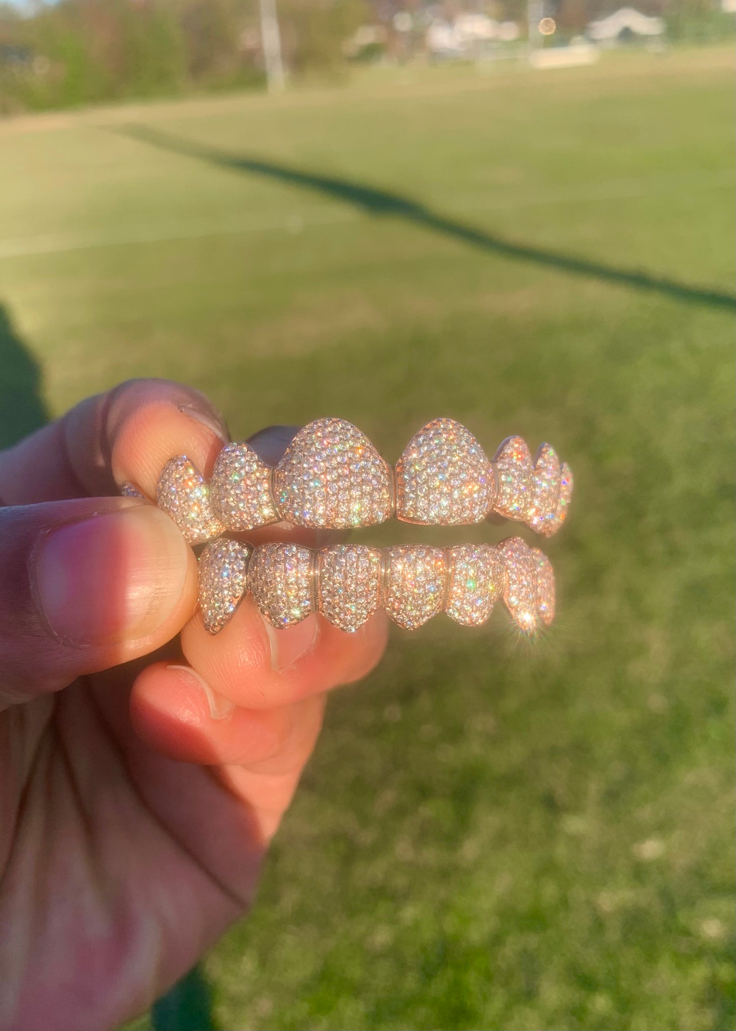 Moissanite Iced Out Honey Comb set Grillz 8 Top 8 Bottom
