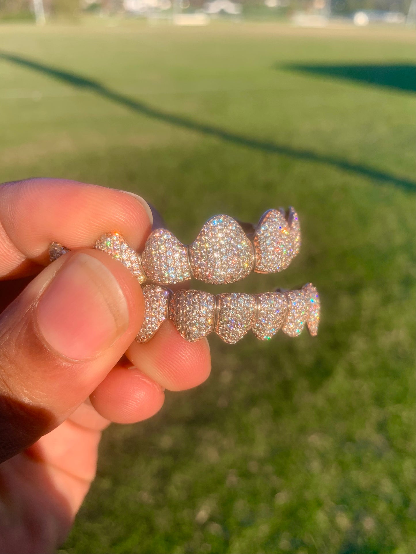 Moissanite Iced Out Honey Comb set Grillz 8 Top 8 Bottom
