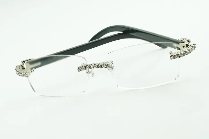 Black Buffalo Horn Silver Moissanite Glasses