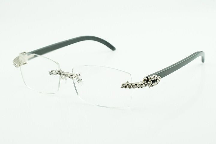 Black Buffalo Horn Silver Moissanite Glasses